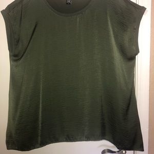 Olive green silky shark bite top